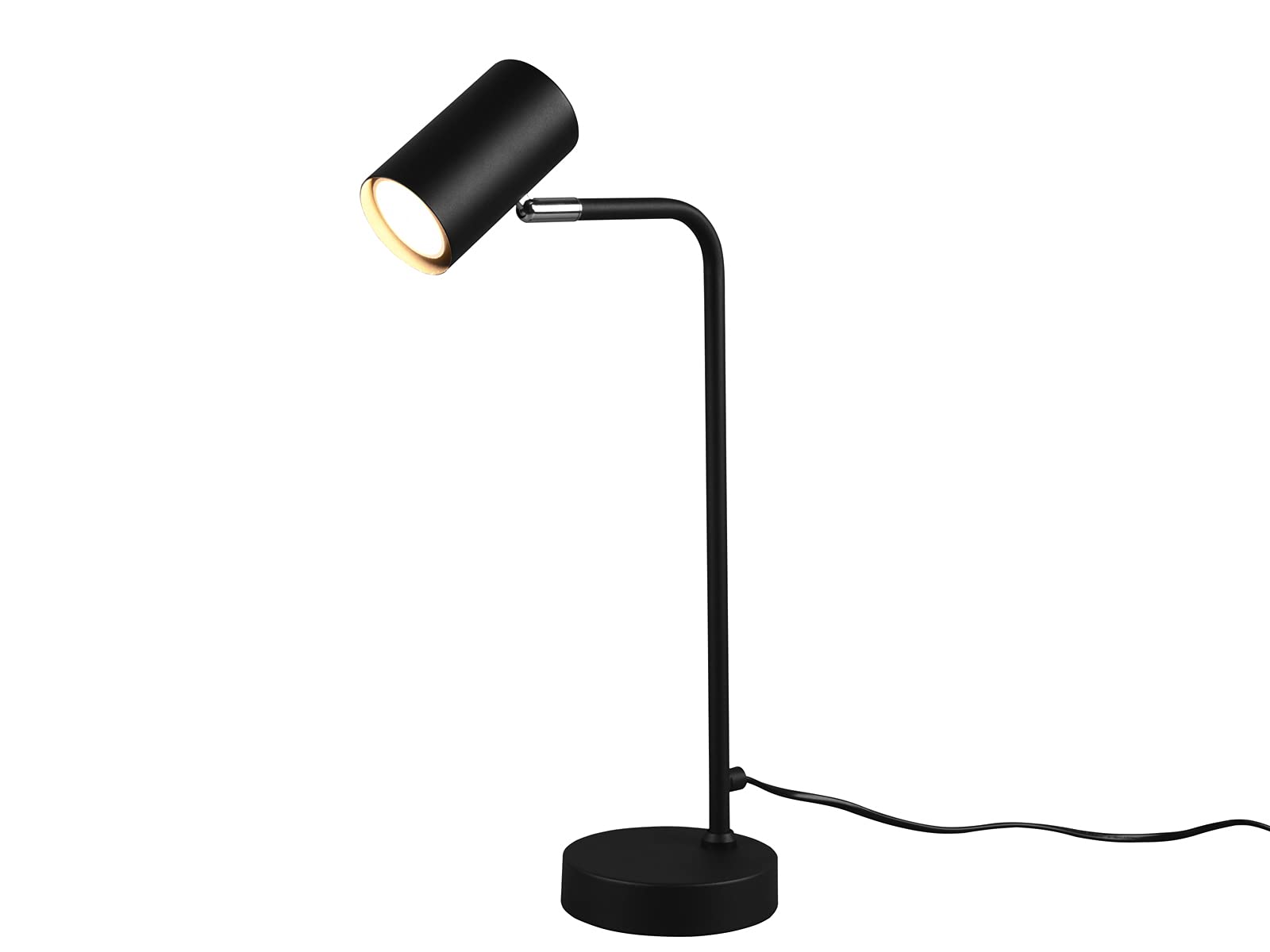 TRIO Beleuchtung LED Schreibtischlampe Metall in Schwarz matt mit schwenkbarem Spot, Höhe 45 cm