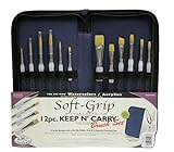 Royal Langnickel RSET-KCSG - Keep n' Carry, Soft Grip, Künstler Pinsel Set im Mäppchen mit Reisverschluss, gold