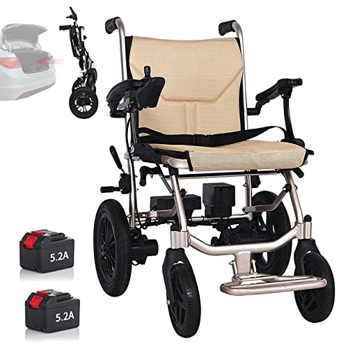 Electric Folding Wheelchairs, Lightweight for Adults Elderly Disabled People, Open/Fast Electric Chair Drive, with Energy or Manual Wheelchair, Comfort Transit Travel Chair, Dual Control