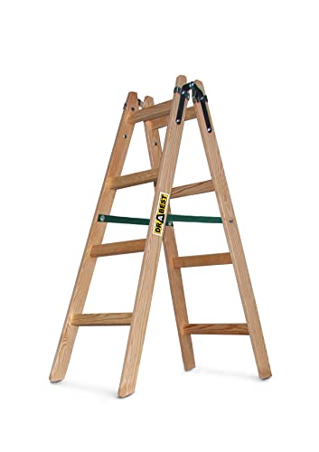 DRABEST Klappleiter Malerleiter Holz Bockleiter Holzleiter 4 Stufen Zweiseitige Haushaltsleiter bis 150 kg belastbar
