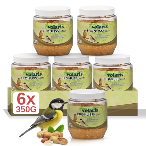 Eggersmann volaris 6 x 350g Premium Erdnussbutter für Wildvögel - Kalorienreiches Fettfutter - Erdnussbutter Vögel im Kunststoff - Glas (6 x 350 g, Natur)