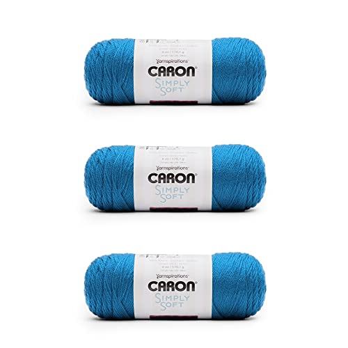 Caron Simply Soft Cobalt Blue Garn – 3 Packungen mit 170 g – Acryl – 4 Medium (Kammgarn) – 315 Meter – Stricken/Häkeln
