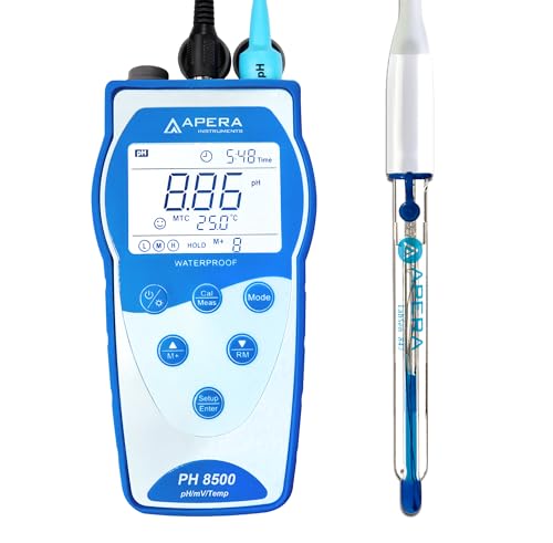 Apera Instruments PH8500-SA pH-Messgerät für stark alkalische Lösungen mit GLP-Speicherfunktion und Datenausgabe (pH-Messbereich: 0 bis 14,00)