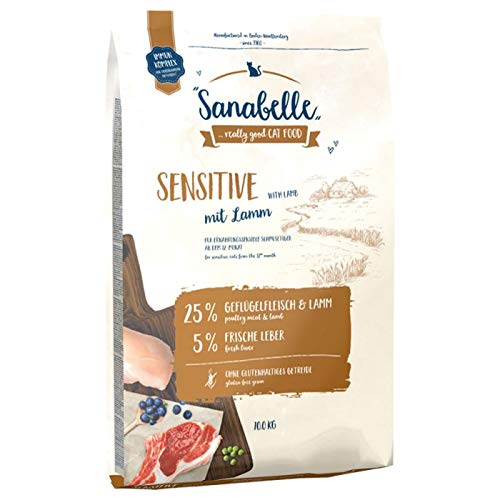 Sanabelle Sensitive Komplettfutter für trockene Katzen mit Lamm 10 kg, für nährstoffempfindliche Katzen ab einem Jahr