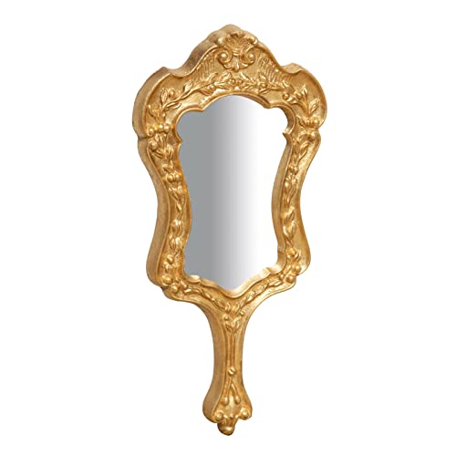 Biscottini Handspiegel 20 x 4 x 38 cm aus Holz | Dekorativer tragbarer Spiegel und Make-up-Spiegel für Mädchen und Mädchen | Tragbarer Friseurspiegel