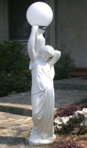 Casa Padrino Jugendstil Gartenleuchte Skulptur Frau Weiß H. 120 cm
