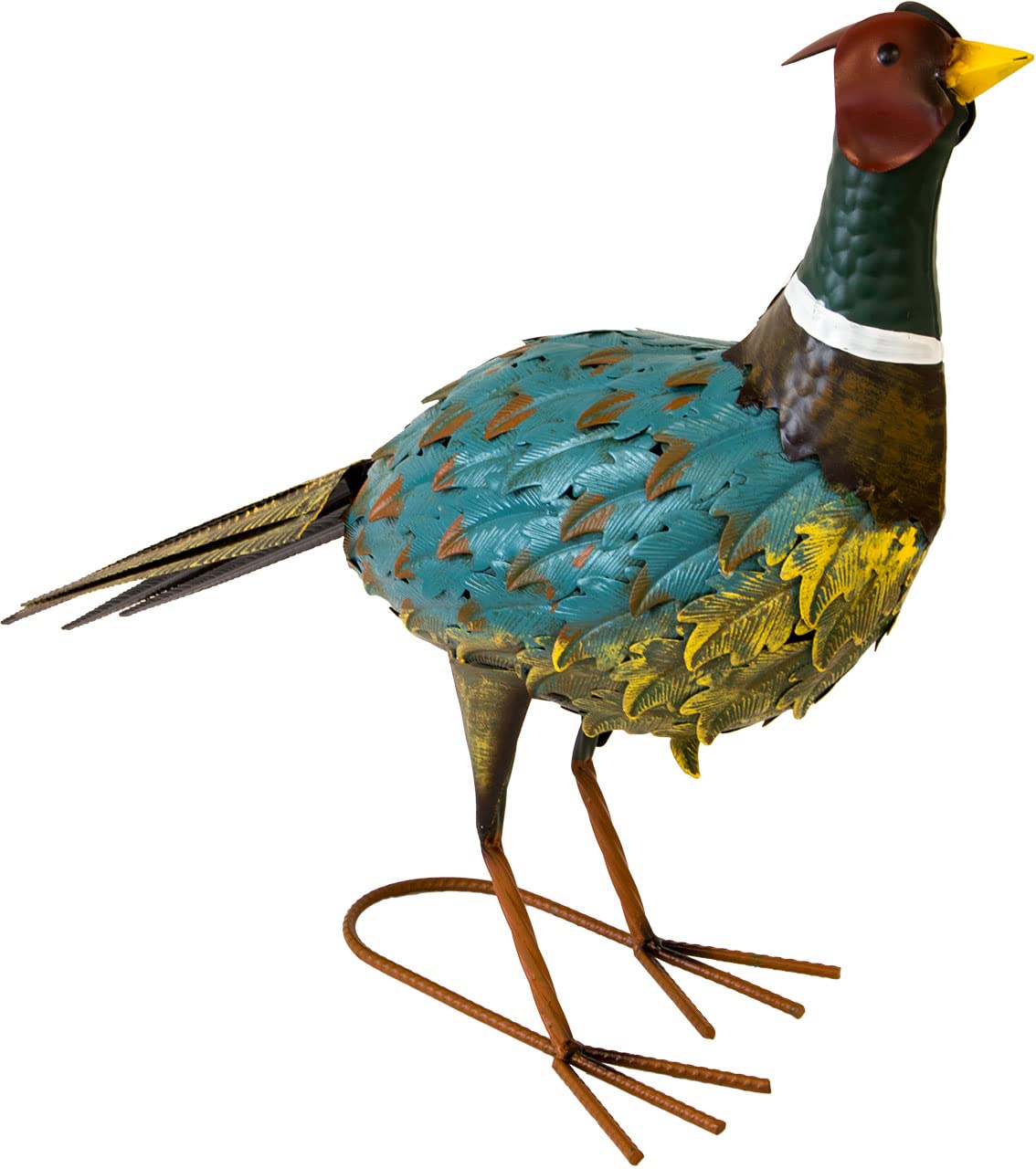 NATIV Dekofigur Fasan, 42 cm große Metallfigur, Gartendeko, Gartenvogel