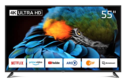DYON Smart 55 XT-2 138,7 cm (55 Zoll) Fernseher (4K Ultra-HD Smart TV, HD Triple Tuner (DVB-C/-S2/-T2), Prime Video, Netflix & HbbTV) [Modelljahr 2022]
