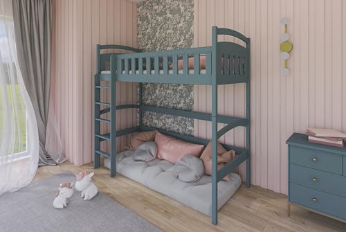 thematys MIA Hochparterre Kinderbett 90x200 in Blau - Sicheres & Stilvolles Hochbett, Perfekt für Spiel & Schlaf (Grau)