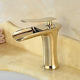 mit Badezimmer Schiff Waschbecken 360 ° drehbar mehrfarbige Einhandgriff Einlochmontage für Zuleitungen Küchenarmatur Waschküche, Gold (Color : Gold) Glück zu verfolgen