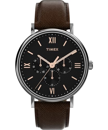 Timex Herren Analog Quarz Uhr mit Leder Armband TW2W493009J