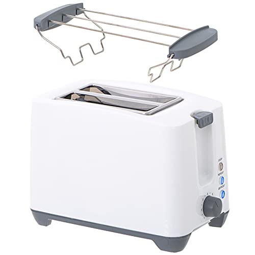 TronicXL 2-Schlitz Toaster 750 - 1000W mit Brötchen Aufsatz - weiß mit Aufwärm- und Auftau-funktion Design modern