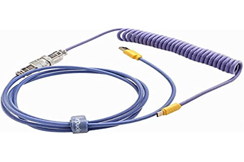 Ducky Premicord Horizon Spiralkabel, USB Typ C auf Typ A, 1,8 m, blau/gelb