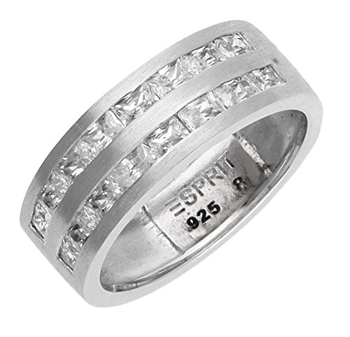 ESPRIT Damen Ring Silber Zirkonia ESRG92222A1, Ringgröße:56 (17.8 mm Ø)