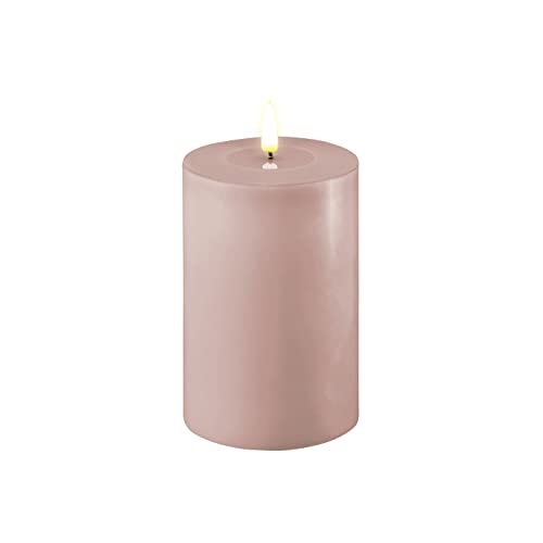 LED Kerze Deluxe Homeart, Indoor LED-Kerze mit realistischer Flamme auf einem Echtwachsspiegel,warmweißes Licht- (Rose)