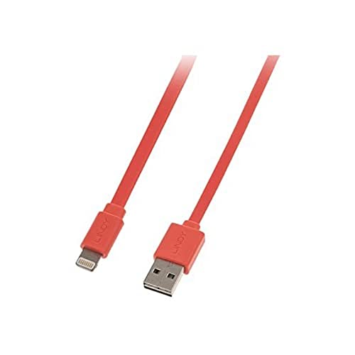 LINDY 31394 Reversibles USB an Lightning Flachbandkabel, orange 1m