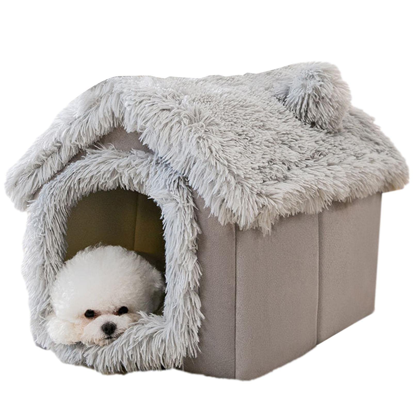 Yusheng Katzenhaus Hundehaus, Haustier Hundehöhle Bett, Weiches Und Flauschiges Katzenhöhlen-Katzenzelt Für Kleine, Mittelgroße Haustiere