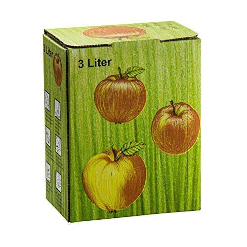 DeTec Bag in Box Karton Apfeldekor Apfelsaft Faltkarton Schachtel Most Saftkarton für Saftlagerung 3-5 - 10 Liter Füllmenge (10 STK, 3 Liter)