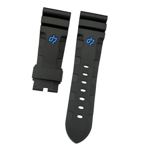 ROUHO Wasserdichtes Silikonarmband Uhrenarmband Zubehör Armbanduhr Band für PA-NE-RAI PAM351 PAM111 PAM380-Schwarz Blau 26mm