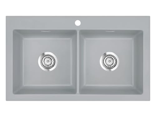 Systemceram Mera Twin Titan Keramik-Spüle Handbetätigung Küchenspüle