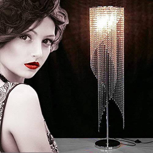 JBKNAN Europäische Luxus K9 Kristall Stehlampe,Modernes Design Wohnzimmer Hochzeitszimmer Nacht Schlafzimmer Beleuchtung Boden Stehleuchte AA+ (Farbe : Chrome)