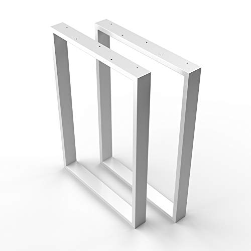 Sossai Stahl-Tischkufe 2er Set | 2 Stück | Tischgestell | Breite 70 cm x Höhe 72 cm TKK1-WH7072-2 | Farbe: Weiß (pulverbeschichtet) | Gewicht: 6.8 Kg Pro Stück
