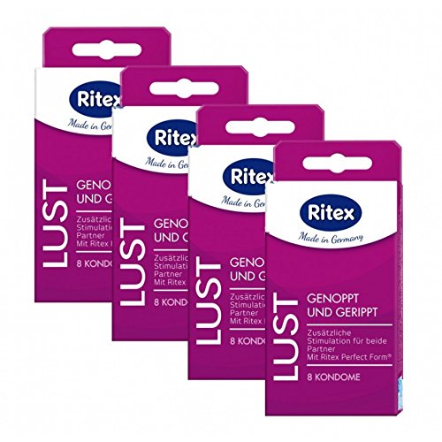 32 (4 x 8er) Ritex LUST Kondome - Genoppte & Gerippte Condome, stimulierend