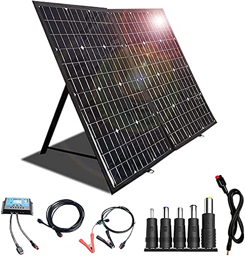 Faltbares Solarpanel 120W mit 10A Controller-120W Tragbares Solarpanel für tragbare Kraftwerke und RV-Batterien Camping-Handys Laptop,12V/24V Monokristallin (hohe Effizienz)Ladegerät--USB-Ausgängen