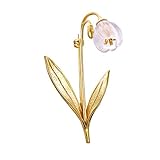 Lotus Fun S925 Sterling Silber Broschen Natürliche Kristalllilie der Tal blume Blumen Broschen für Frauen und Mädchen, Handgemachter Einzigartiger Schmuck (Gold)