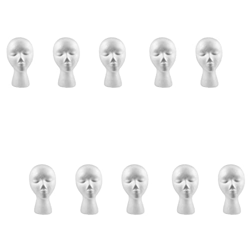 liovitor 10 Stück 27,5 x 52 cm Dummy/Mannequin-Kopf, weiblicher Schaumstoff (Polystyrol), Aussteller für Kappe, Kopfhörer, Haar-Accessoires