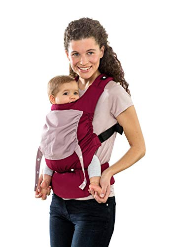 AMAZONAS Ergonomische Babytrage Smart Carrier mit Kapuze für Neugeborene & Kleinkinder Mitwachsend ab 0-3 Jahre bis 15 kg 100% Baumwolle bordeaux