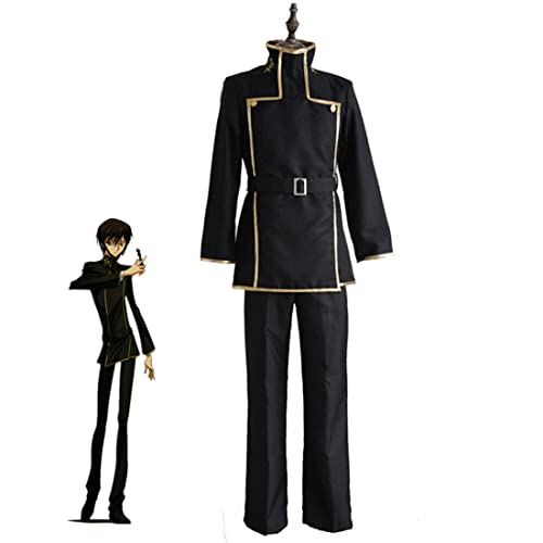 LIVASH Anime Lelouch Lamperouge Cosplay Kostüm Uniform Volles Set Für Halloween -Party -Maskerade,Black-S