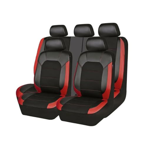 Auto Leder Sitzbezüge für Peugeot 3008 II SUV 3008 GT 2016-2023, Bequem Wasserdicht rutschfest Sitzschoner Auto Innenraum Zubehör,C/Black-RED