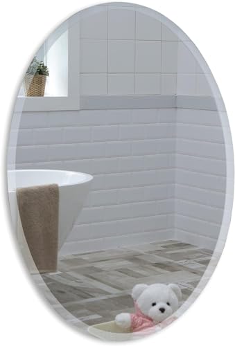 Neue Design Mood Ovaler Badezimmerspiegel zur Wandmontage (61 x 81,3 cm), vertikal und horizontal, rahmenlos mit abgeschrägten Kanten für Badezimmer-Waschtisch