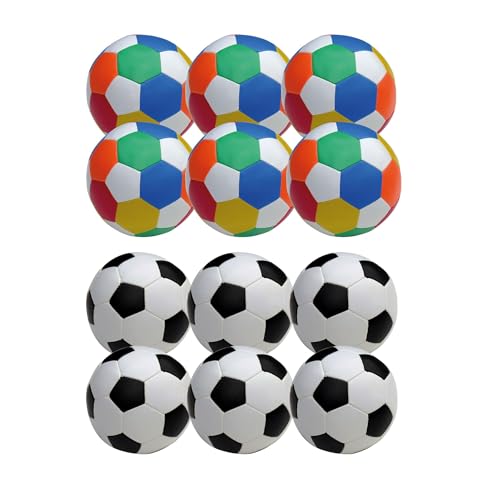 alldoro 63094 Softball Ø 10 cm, 4 Bälle 8 Spielbälle, Softfußball aus Schaumstoff, Kinderball für Drinnen & Draußen, Fußball Pack für Kinder und Babys ab 0 Monaten, 12er Set Schwarz/Weiß + Bunt