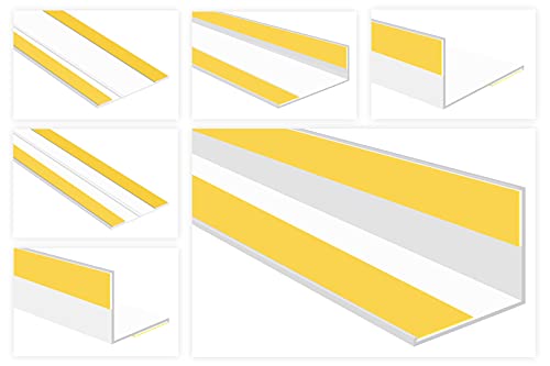 HEXIM Fenster/PVC Sonderprofile - Kunststoffleisten bis zu 240mm Breite mit Knickwinkel oder Kleberillen, wahlweise selbstklebend - 2 Meter HJ Flachleiste universelle Breite(100x3mm mit Filmklebeband)