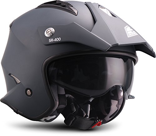 SOXON® SR-400 Mono "Navy" · Jet-Helm · Motorrad-Helm Roller-Helm Scooter-Helm Bobber Mofa-Helm · ECE Sonnenvisier Schnellverschluss Tasche M (57-58cm)