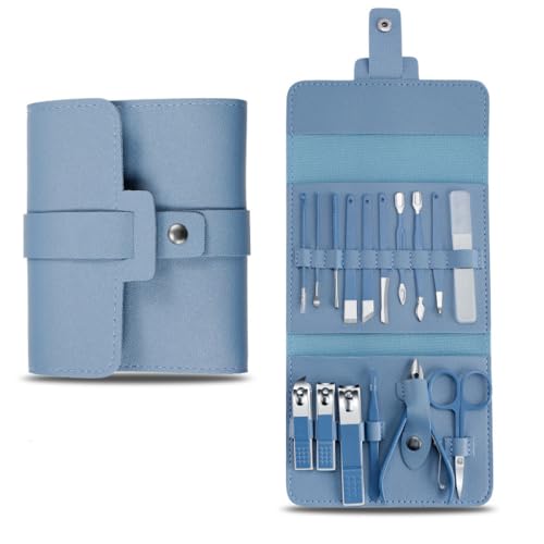 Edelstahlfarbenes Nagelknipser-Set, Haushalts-Maniküre, Nagelknipser, Reise-tragbares Maniküre-Set, Blau