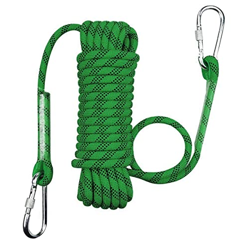 SAHKGYE Outdoor Kletterseil Hochfestes Seil Mit 20mm Durchmesser Sicherheitsseil Geflecht Nylon Seil Länge 164ft 328ft 656ft Fluchtseil Rettungsfallschirmseil Mit 2 Karabinern