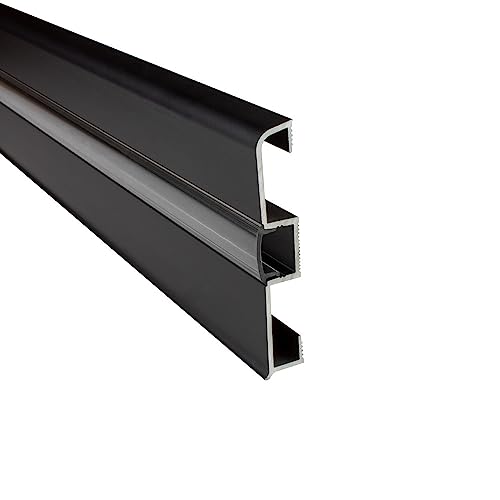 B-Ware - LED Aluprofil C02 Alu Sockelleiste + Abdeckung Fußbodenleiste Schiene für LED-Streifen-Strip Schwarz 2m klar