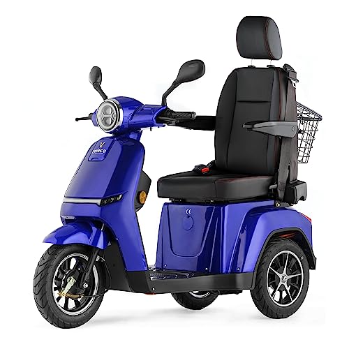 VELECO TURRIS mit verstellbarem Kapitänssitz, intuitiv zu bedienender Mobilitätsscooter, komplett montierte Behindertenhilfe (Blau)