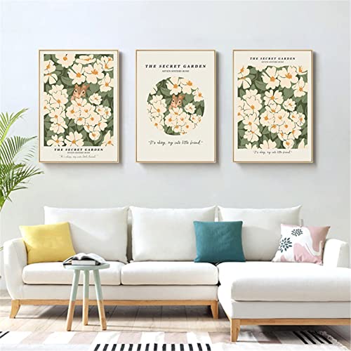 CULASIGN 3 Stück Stilvolles Blumen Bilder Set, Moderne Poster Flower Market Poster Wandbilder Ohne Rahmen, Premium Poster Set Wanddeko für Wohnzimmer Schlafzimmer Esszimmer (50x70cm)