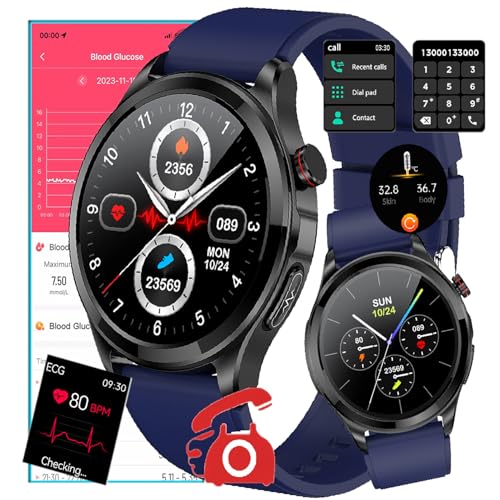 Fohatu 𝐁𝐥𝐮𝐭𝐳𝐮𝐜𝐤𝐞𝐫𝐆𝐥𝐮𝐜𝐨𝐬𝐞 Smartwatch 𝐄𝐂𝐆,Smartwatch Bluetoothm-Anrufe, Fitness-Tracker Mit Blutdruck, Pulsschlag Blutsauerstoff Monitor, Schritt Schalter, Sportuhr,E