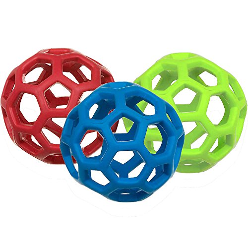 JW Pet HOLEE Roller Ball Hund Kauen springendes Spielzeug KLEIN 8,9cm-3 Stücke