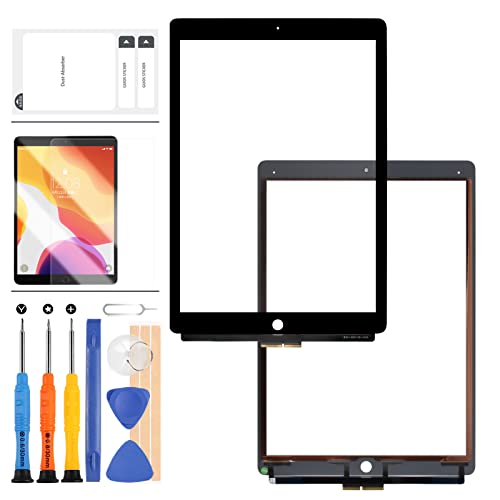 Touchscreen-Digitizer Kompatibel für iPad Pro 12.9 1. Generation 2015 A1584 A1652 Touch-Panel Digitizer Sensor Glas Panel Lens Repair Kits, inklusive Displayschutzfolie mit gratis Werkzeug (schwarz)