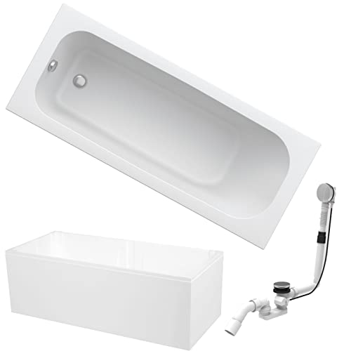 HOESCH Badewanne RIVIERA | Design Badewanne | Acryl | 160x70cm | KOMPLETTPAKET mit Styroporträger und Ablaufgarnitur ...