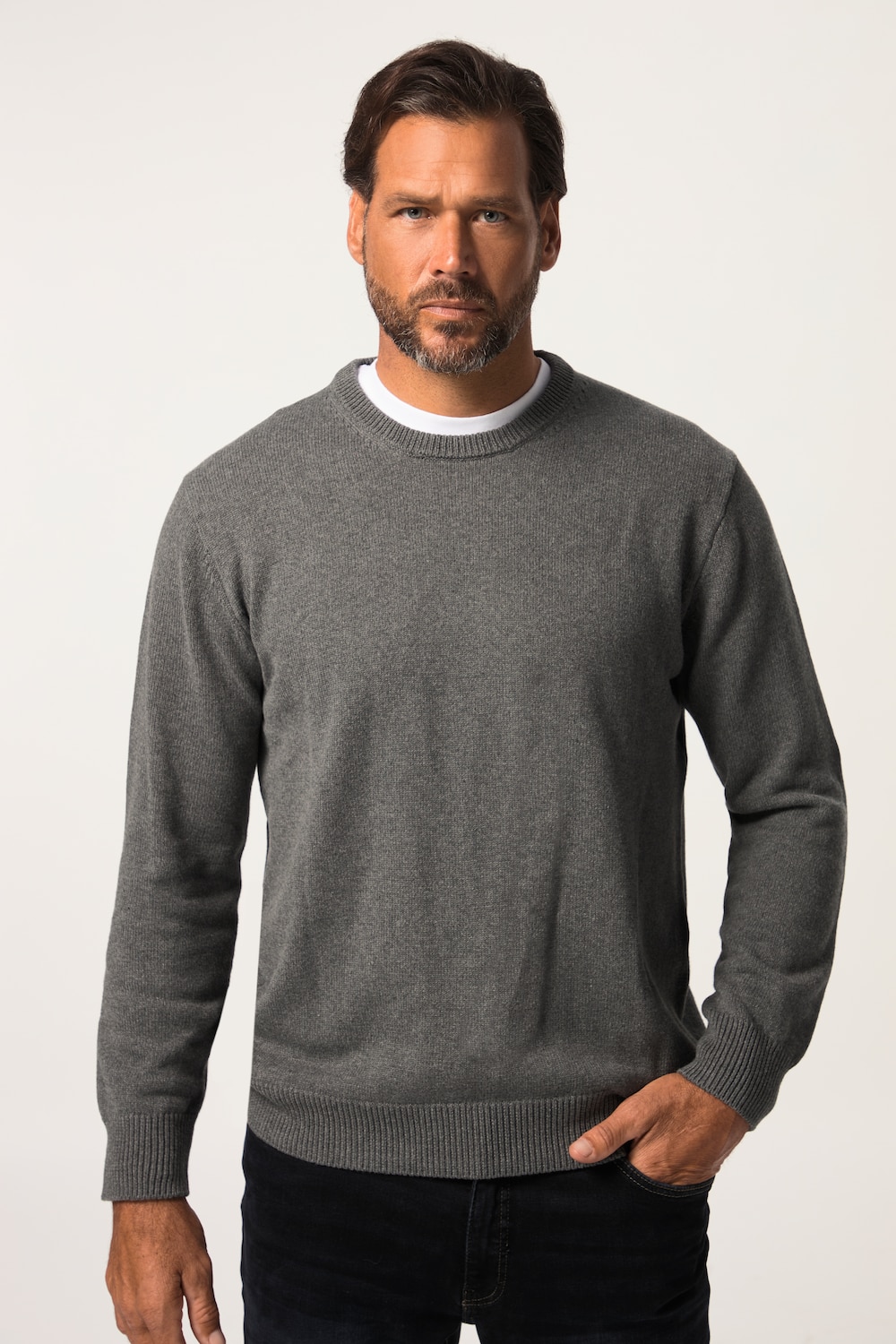 Große Größen Pullover, Herren, grau, Größe: XL, Baumwolle, JP1880