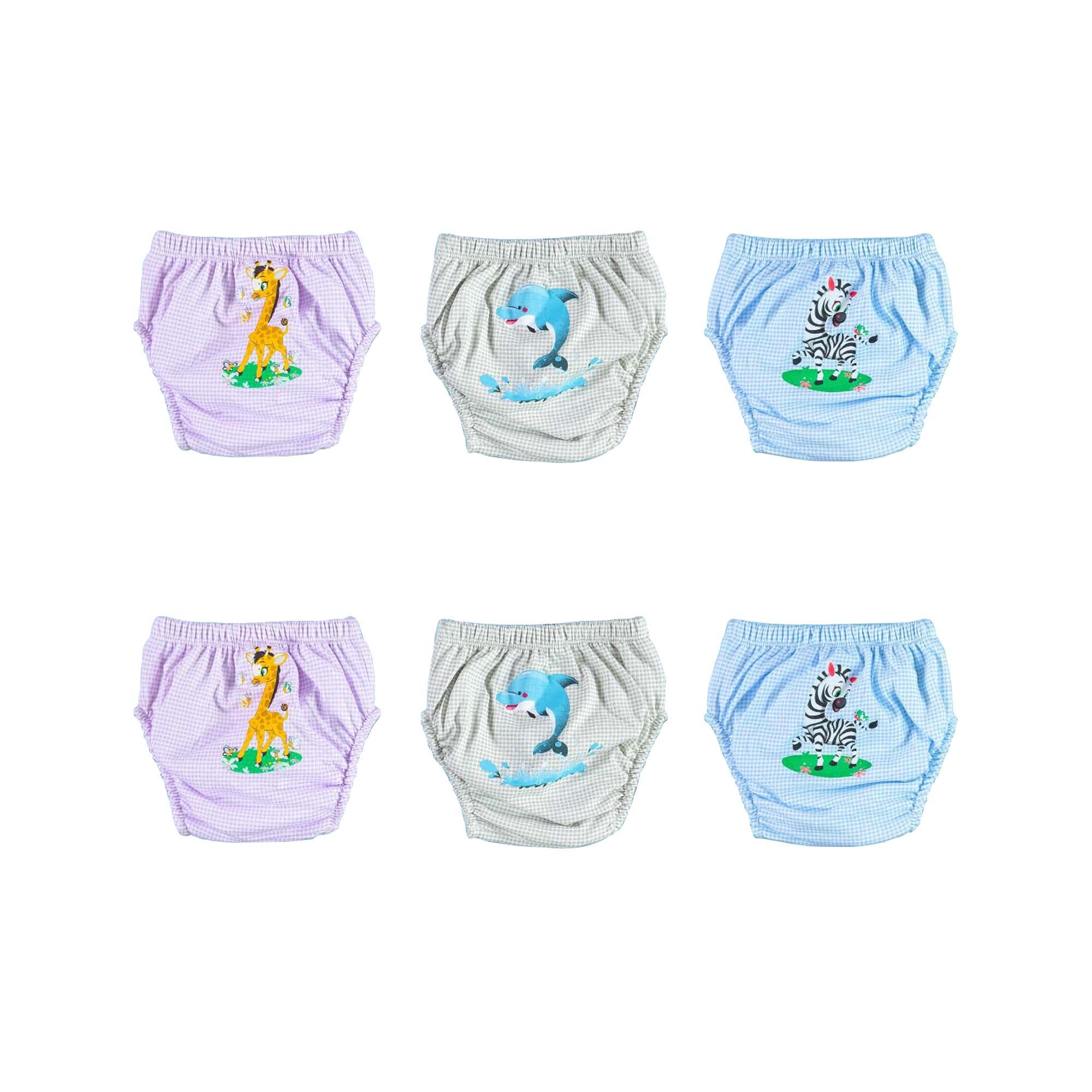 OZYOL Trainerhosen für Tröpfchentraining 6er Pack - Wiederverwendbare Kleinkinder Windelhosen Lernwindeln Trainerwindeln Baby Unterwäsche zum Sauberwerden Toilettentraining (Safari, 100)
