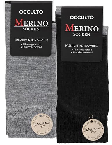 Occulto Herren Merino Socken 10er Pack (Modell: Gerhard) Schwarz Grau Anthrazit 47-50