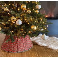 Abdeckung für Christbaumständer Rot Braun Seegras Weihnachtsbaumständerhülle